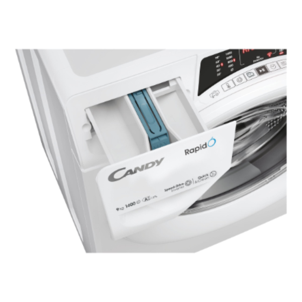 Candy Washing Machine , RO 496DWM7/1-S , Energy efficiency class A , Front loading , Washing capacity 9 kg , 1400 RPM , Depth 53 cm , Width 60 cm , Display , TFT , Steam function , Wi-Fi