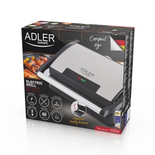 Adler , Electric Grill , AD 3052 , Table , 1200 W , Stainless steel