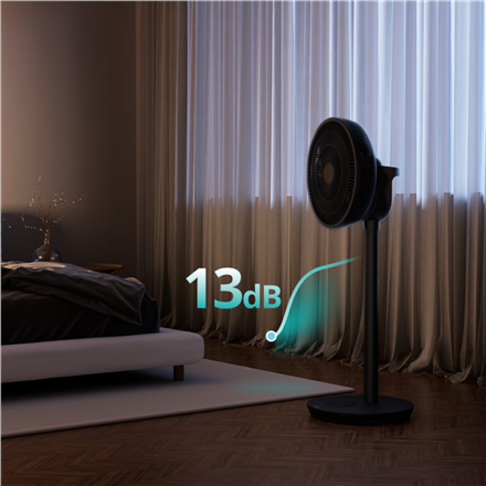 Duux Fan , Whisper Flex 2 , Stand Fan , Black , Diameter 34 cm , Number of speeds 30 , Oscillation , 2-21.5 W , Remote control