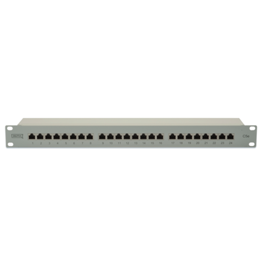 SALE OUT. DIGITUS CAT 5e, Class D patch panel, shielded, 24-port RJ45, 8P8C, LSA, 1U, rack mount, grey, 482x44x109 , Digitus , Patch Panel , DN-91524S , Category: CAT 5e; Ports: 24 x RJ45; Retention strength: 7.7 kg; Insertion force: 30N max , White , DAM