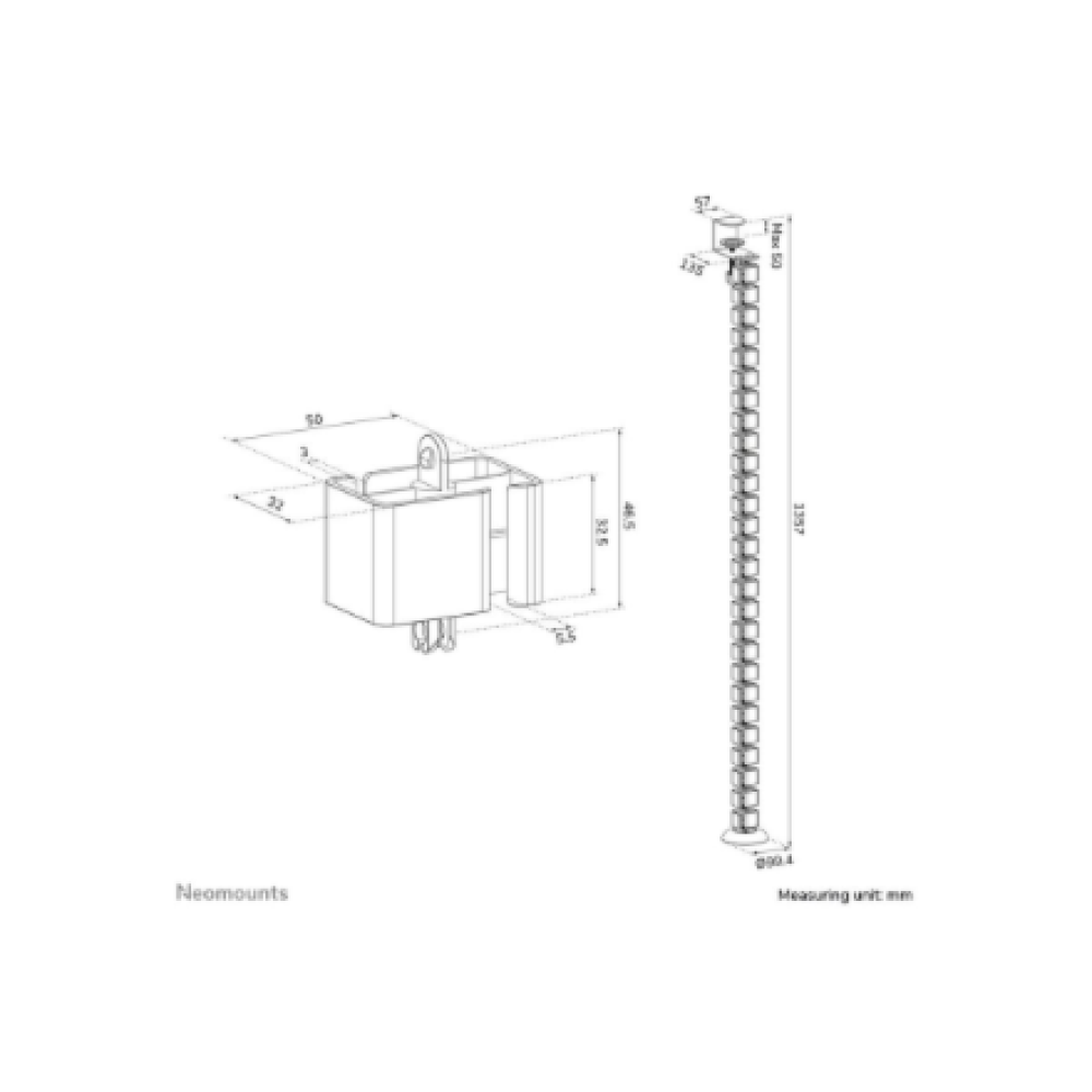 Neomounts Cable spine - clamp-on design - universal , ADS06-131BL