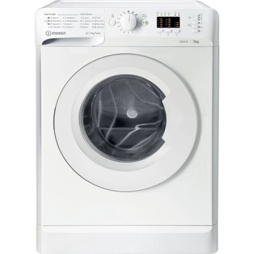 INDESIT , Washing machine , MTWA 71252 W EE , Energy efficiency class E , Front loading , Washing capacity 7 kg , 1200 RPM , Depth 54 cm , Width 59.5 cm , Display , LED , White