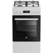 BEKO Cooker , FSM51339DWDS , Hob type Gas , Oven type Electric , White , Width 50 cm , Grilling , LED , Depth 60 cm , 60 L