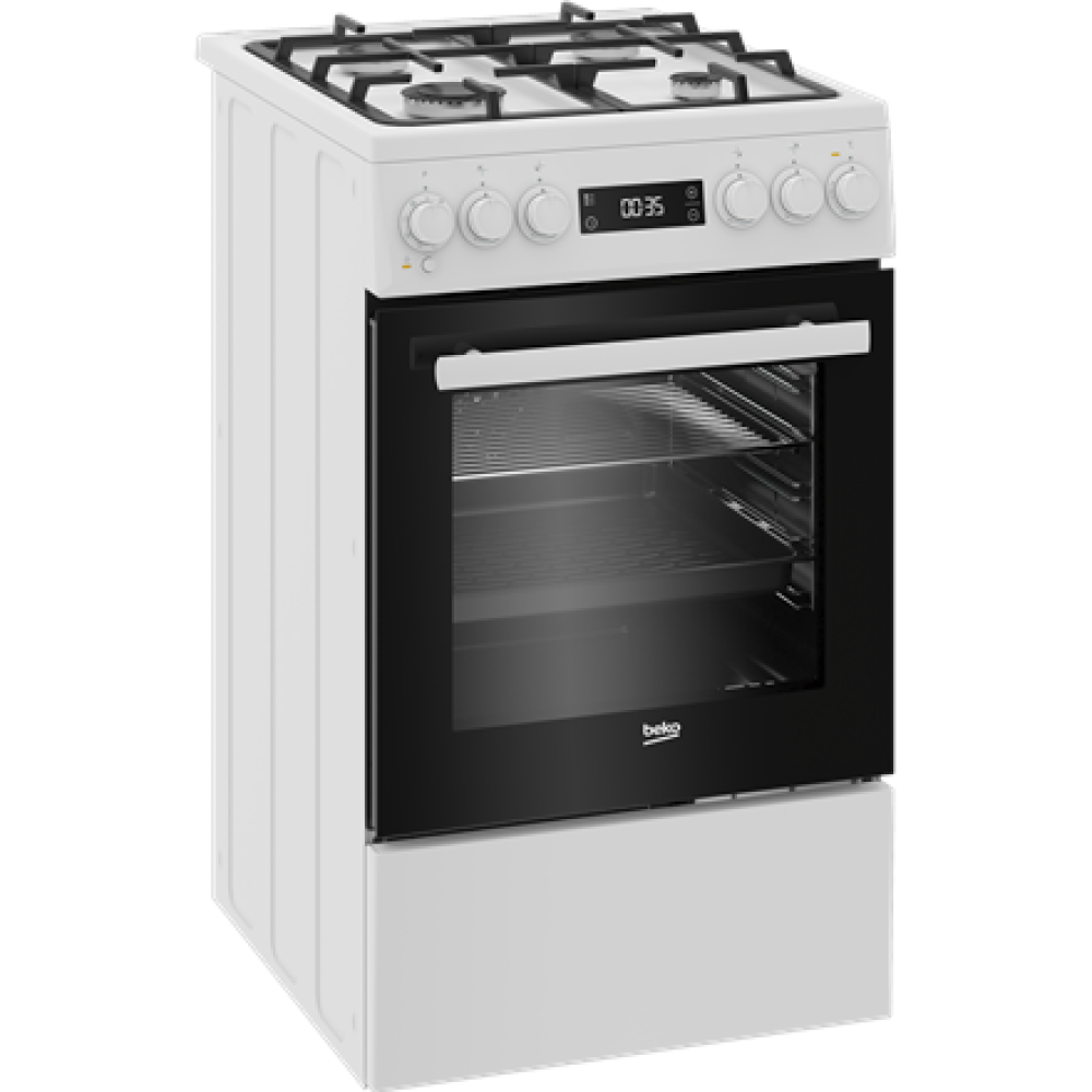BEKO Cooker , FSM51339DWDS , Hob type Gas , Oven type Electric , White , Width 50 cm , Grilling , LED , Depth 60 cm , 60 L
