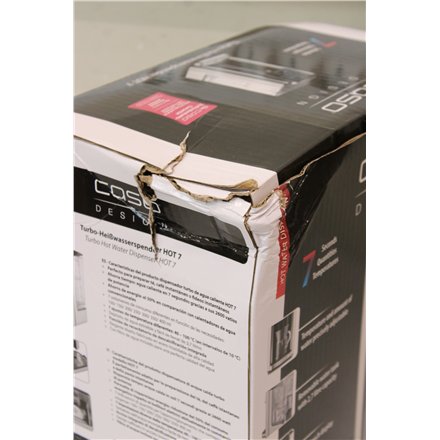 SALE OUT. Caso Turbo Hot Water Dispenser , Hot 7 , Water Dispenser , 2200-2600 W , 2.7 L , Plastic/Stainless Steel , Black/Stainless Steel , DAMAGED PACKAGING, BROKEN INER PACKAGING, DAMAGED GLASS CONTAINER