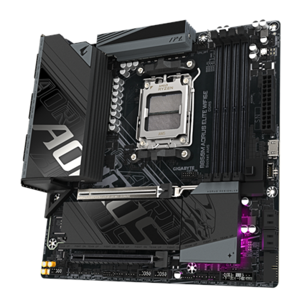 Gigabyte B850M A ELT WF6E , Processor family AMD , Processor socket AM5 , DDR5 , Supported hard disk drive interfaces SATA, M.2 , Number of SATA connectors 4