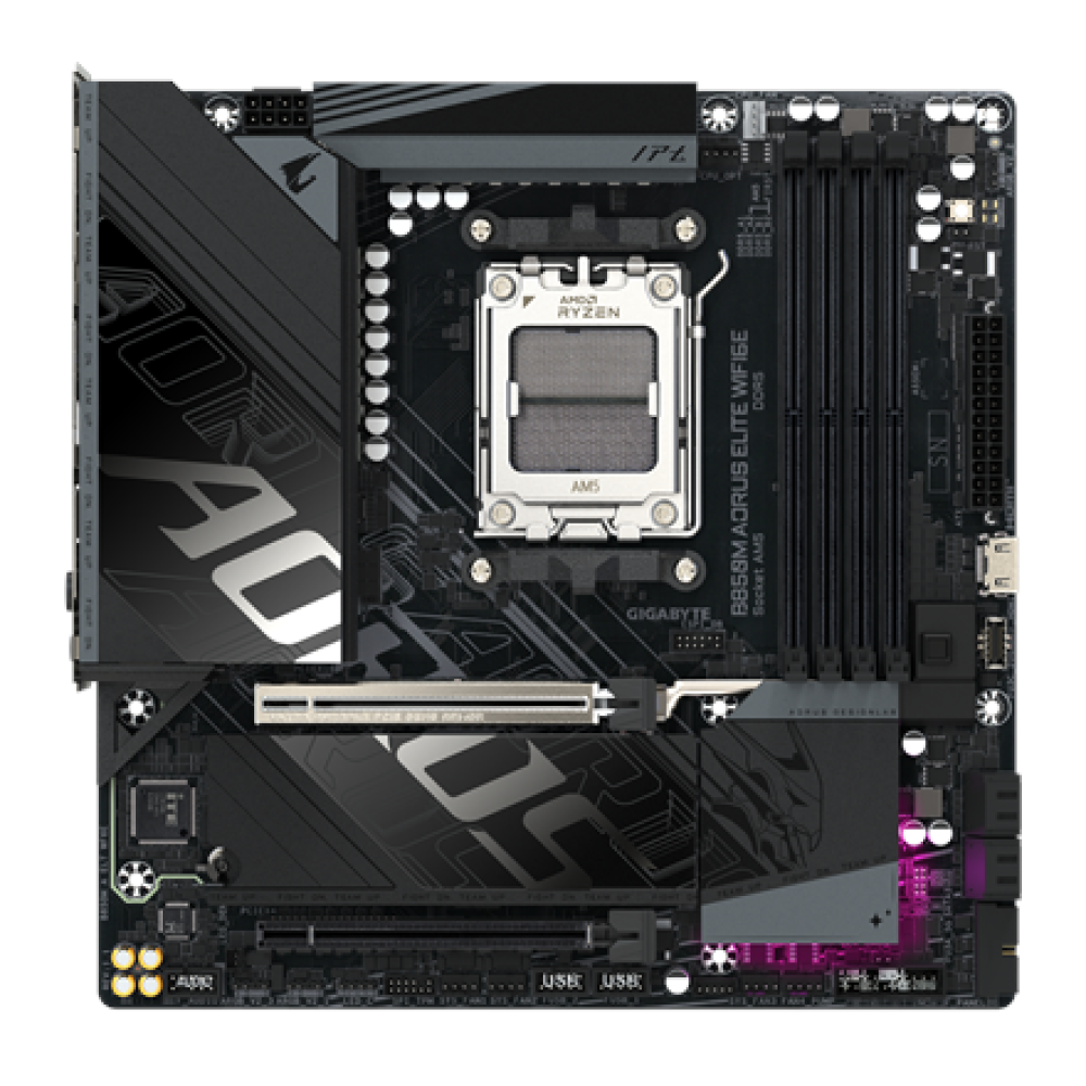 Gigabyte B850M A ELT WF6E , Processor family AMD , Processor socket AM5 , DDR5 , Supported hard disk drive interfaces SATA, M.2 , Number of SATA connectors 4