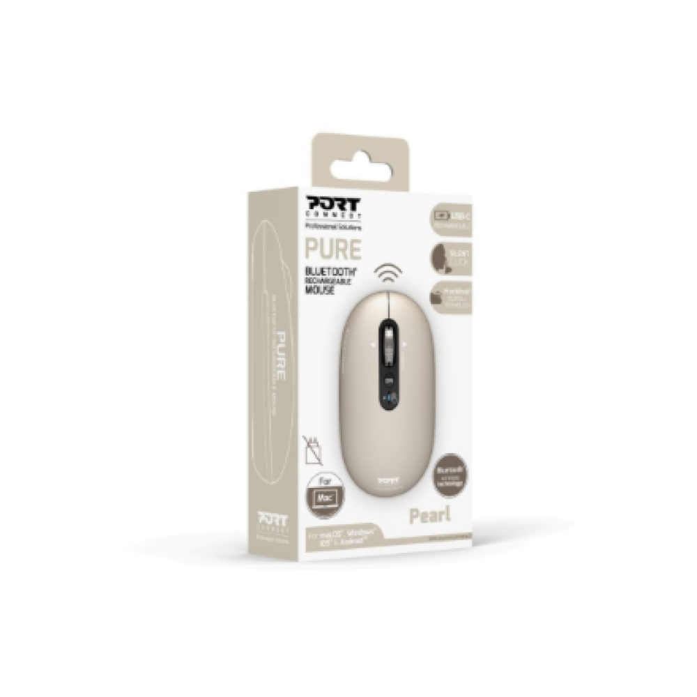 PORT CONNECT Mouse , PURE MAC , Wireless , Bluetooth , Beige Perle