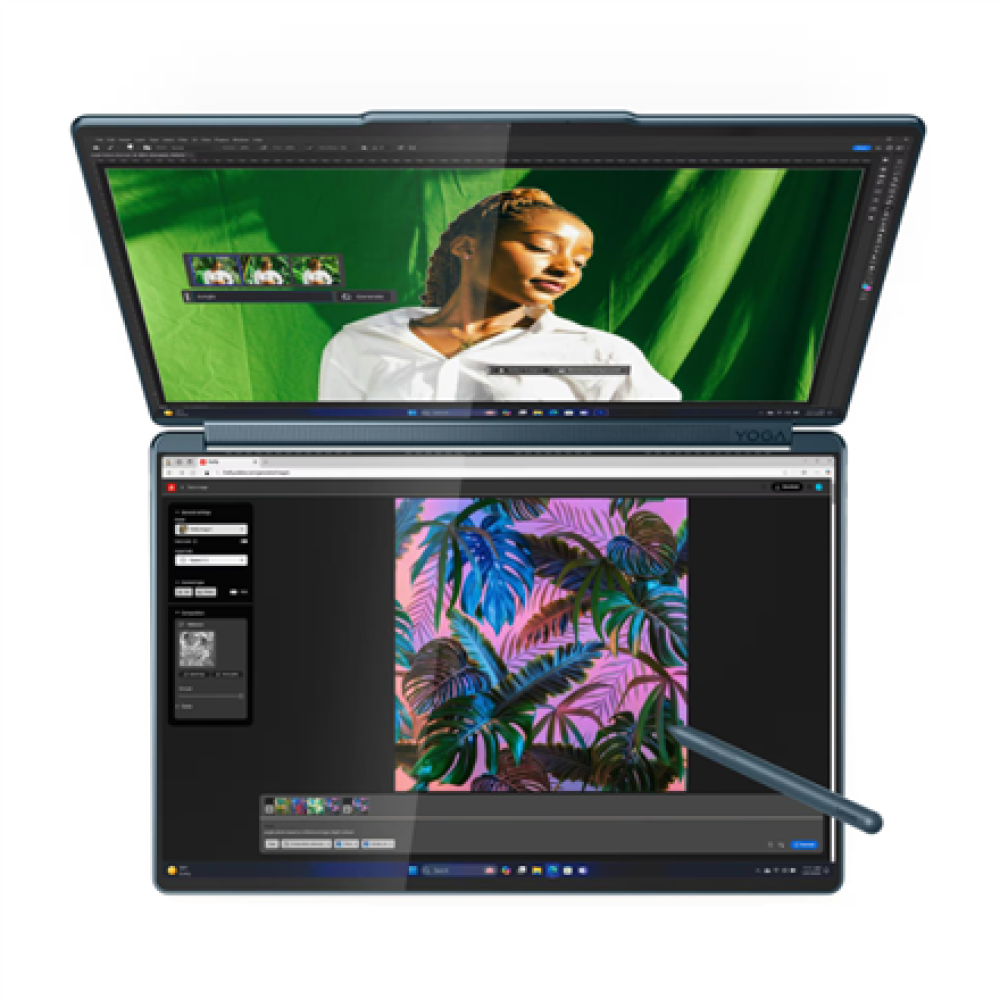 Lenovo Yoga Book 9 14IAH10 Intel , Tidal Teal , 2x14 , OLED , Touchscreen , 2.8K WQXGA+ , 2880 x 1800 pixels , Intel Core Ultra 7 , 255H , 32 GB , Soldered LPDDR5X , Solid-state drive capacity 1000 GB , Intel Arc 140T GPU , Windows 11 Home , 802.11be , Bl