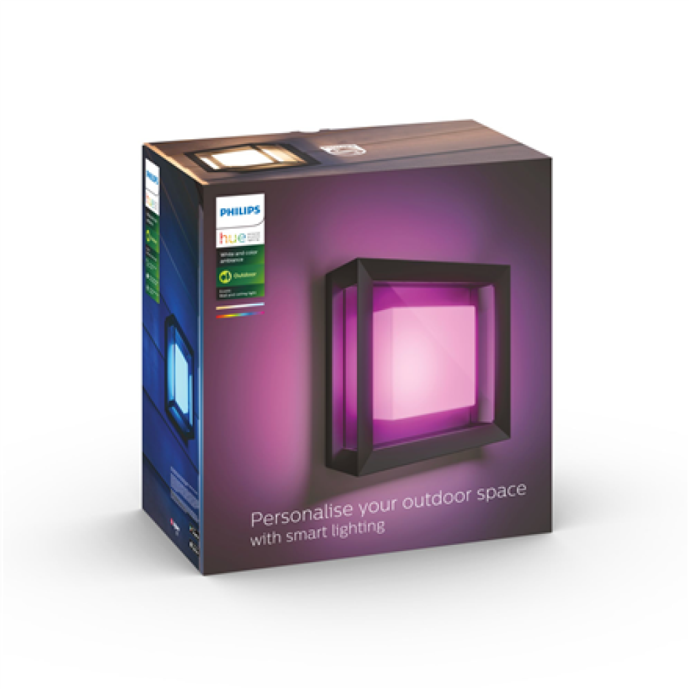 Philips Hue WCA Econic Outdoor Square Wall Lantern , 15 W , 2000-6500 Hue White Colour Ambiance