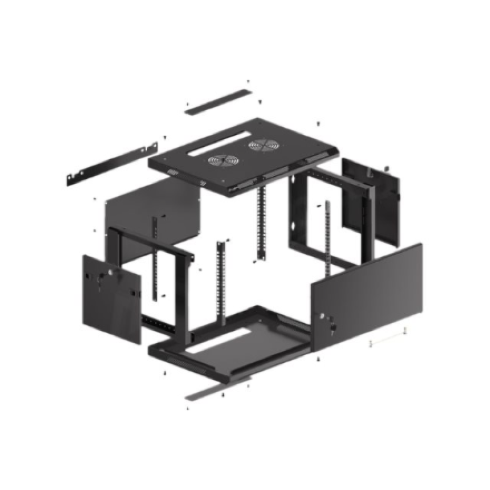 Lanberg Rack cabinet 19 wall-mount 6U/600x450 for self-assembly with metal door (flat pack), black , Lanberg