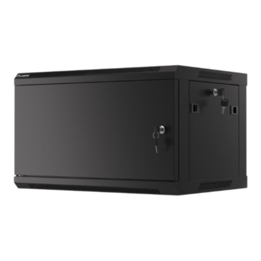 Lanberg Rack cabinet 19 wall-mount 6U/600x450 for self-assembly with metal door (flat pack), black , Lanberg