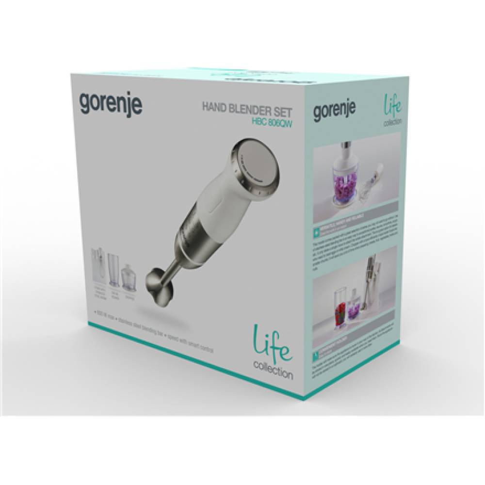 Gorenje , Blender , HBC806QW , Hand Blender , 800 W , Number of speeds Variable , Chopper , White