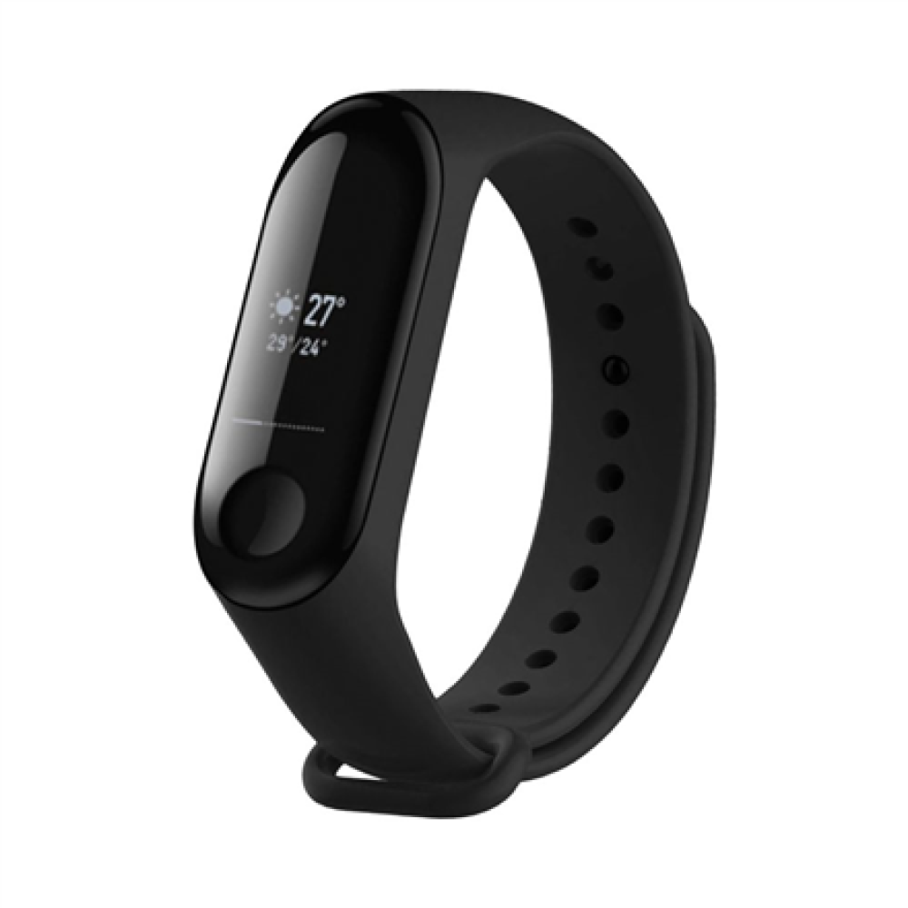 Fixed , Silicone Strap for Xiaomi Mi Band 3/4 , Black
