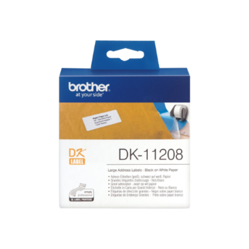 Brother , DK-11208 Large Address Labels , White , DK , 38mm x 90mm