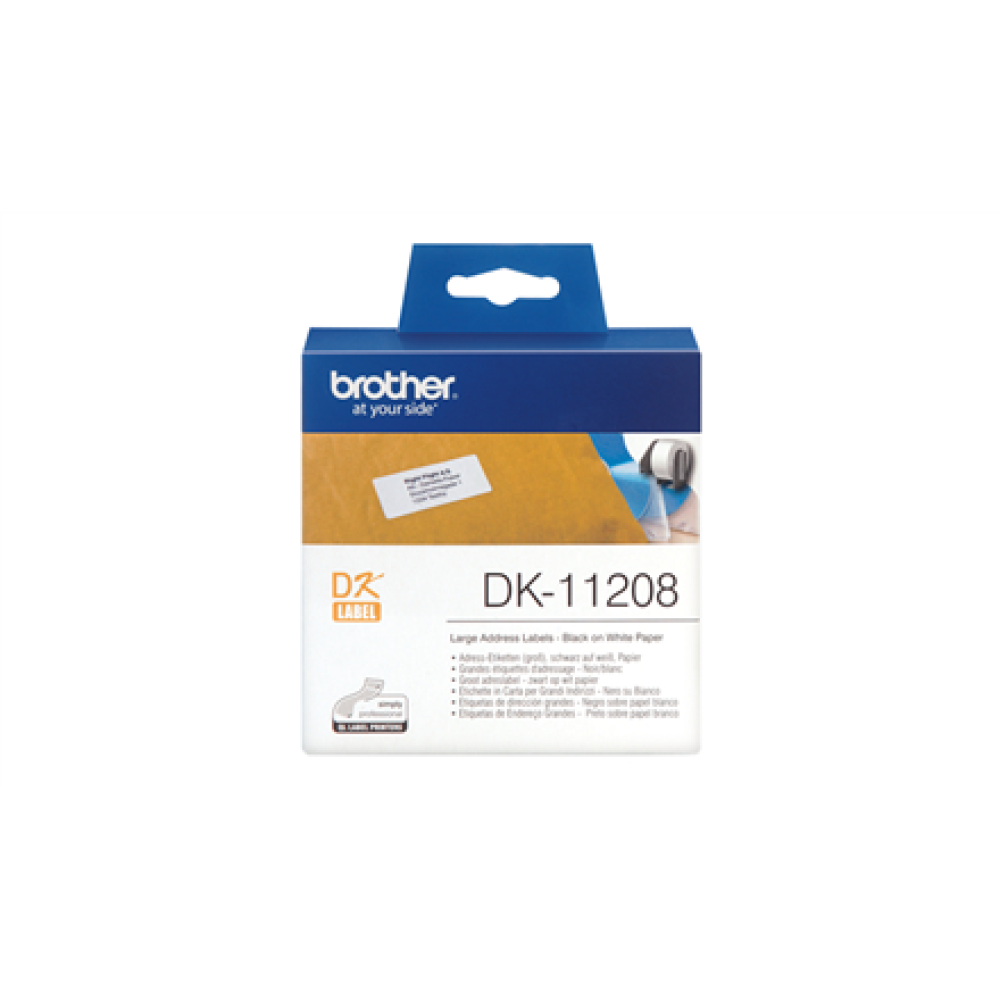 Brother , DK-11208 Large Address Labels , White , DK , 38mm x 90mm