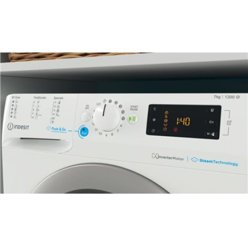 INDESIT , Washing machine , BWSE 71295X WSV EU , Energy efficiency class B , Front loading , Washing capacity 7 kg , 1200 RPM , Depth 43.5 cm , Width 59.5 cm , Display , Large digit , White