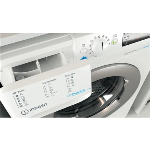 INDESIT , Washing machine , BWSE 71295X WSV EU , Energy efficiency class B , Front loading , Washing capacity 7 kg , 1200 RPM , Depth 43.5 cm , Width 59.5 cm , Display , Large digit , White