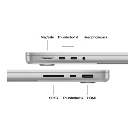 Apple MacBook , Pro , Silver , 14 , 3024 x 1964 pixels , Apple M4 , 16 GB , Solid-state drive capacity 512 GB , Apple M4 chip 10-core CPU/10-core GPU , macOS , 802.11ax , Bluetooth version 5.3 , Keyboard language Russian , Keyboard backlit , Warranty 12 m