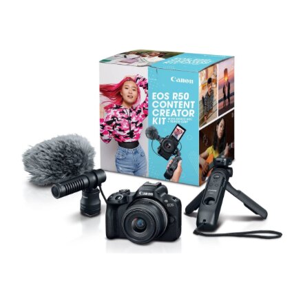 Canon EOS , R50 V Mirrorless Camera Content Creator Kit , Megapixel 24.2 MP , Image stabilizer , ISO sensitivity (max) 32000 , Wi-Fi , Video recording , Automatic, manual , APS-C , Black