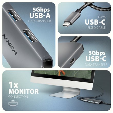 AXAGON USB-C 5Gbps 5in1 8K Hub , HMC-5H8K