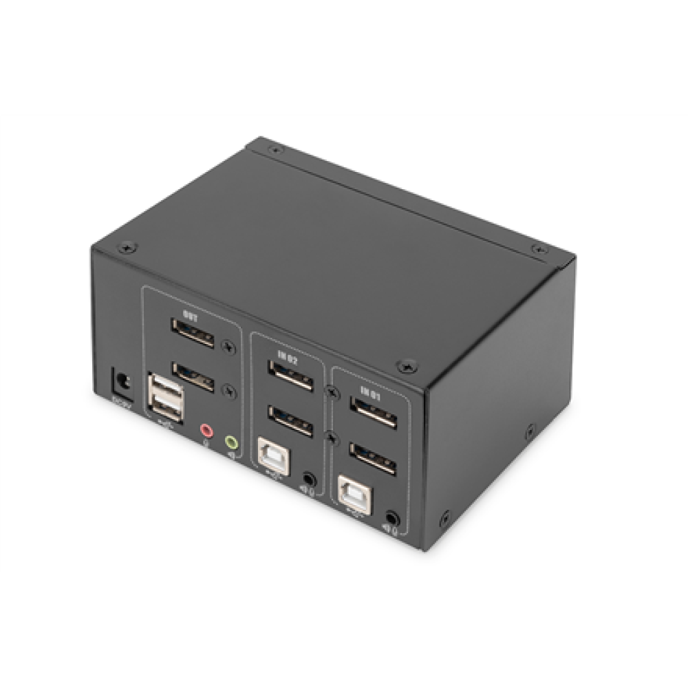 Digitus KVM Switch, 2-Port, Dual Display, 4K, DisplayPort , DS-12862