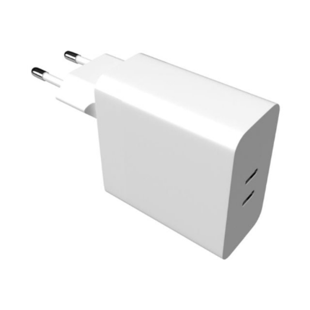 Fixed , Dual USB-C Mains Charger, PD support, 65W