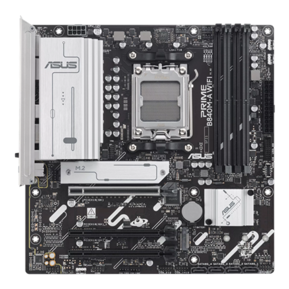 Asus PRIME B840M-A WIFI , Processor family AMD , Processor socket AM5 , DDR5 SDRAM , Supported hard disk drive interfaces SATA, M.2 , Number of SATA connectors 4