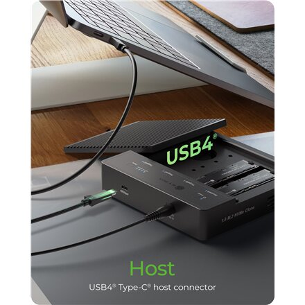 Raidsonic 4-Bays USB4 Duplicator (1:3 clone) for NVMe M.2 SSD , IB-4013MCL-C4