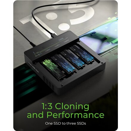 Raidsonic 4-Bays USB4 Duplicator (1:3 clone) for NVMe M.2 SSD , IB-4013MCL-C4