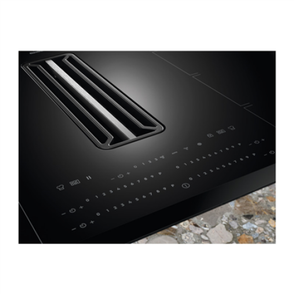 Electrolux KCC85450 Induction hob with built-in hood, Number of burners/cooking zones 4, Touch, Timer, Black