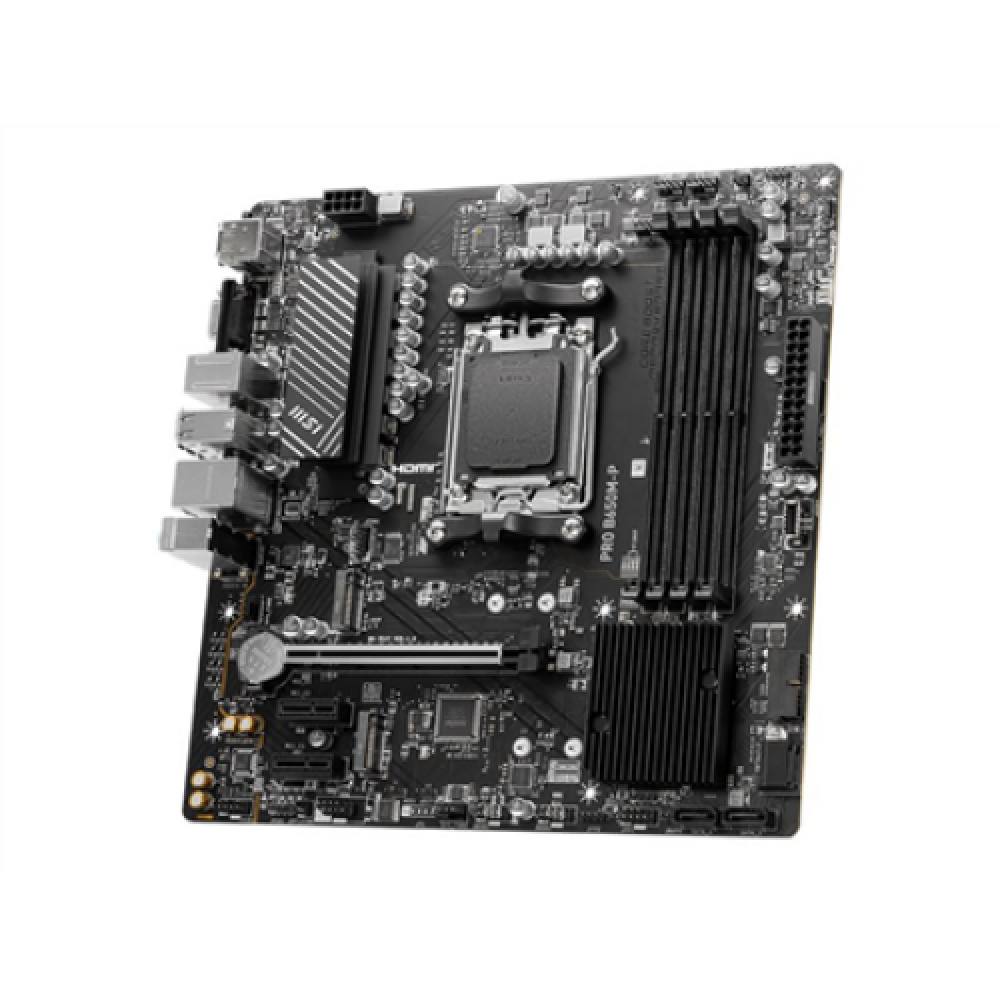 MSI , PRO B650M-P , Processor family AMD , Processor socket AM5 , DDR5 , Memory slots 4 , Supported hard disk drive interfaces SATA, M.2 , Number of SATA connectors 4 , Chipset AMD B650 , mATX