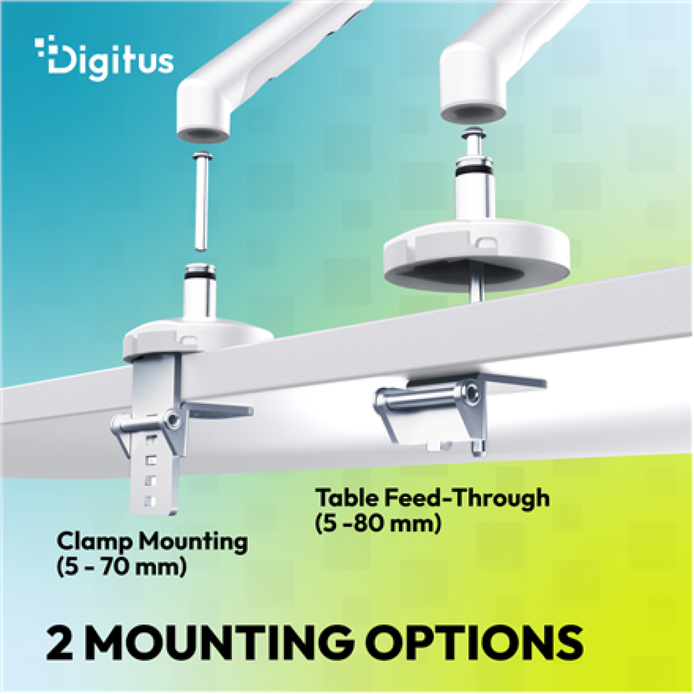 Digitus Desk Mount , Tilt, rotation, pivot , Single design monitor mount , 35 , Maximum weight (capacity) 10 kg , White