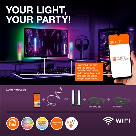 Osram SMART+ WIFI PLANON MAGIC PANEL 300x300mm RGB+TW Dimmable IR RC White , 14 W , RGBTW , Wi-Fi