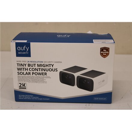 SALE OUT. Anker Eufy Security Camera S220 SoloCam 2Pack, White , Anker Eufy , Security Camera, 2 Pack , S220 SoloCam , 24 month(s) , F/1.6 , IP67 , NO ORIGINAL PACKAGING, DAMAGED PACKAGING