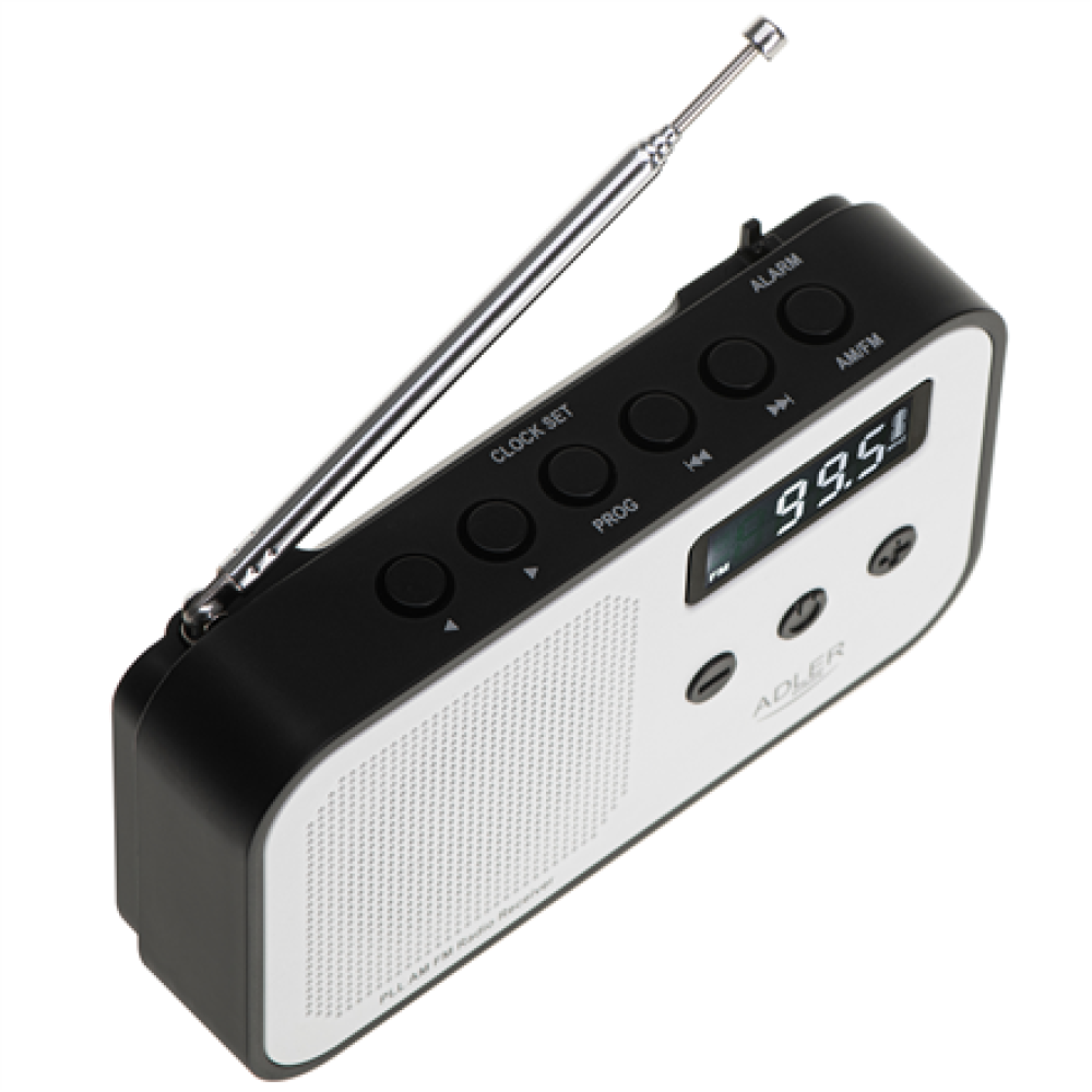 Adler , Digital radio PLL AM/FM , AD 1907 , Alarm function , White/Black