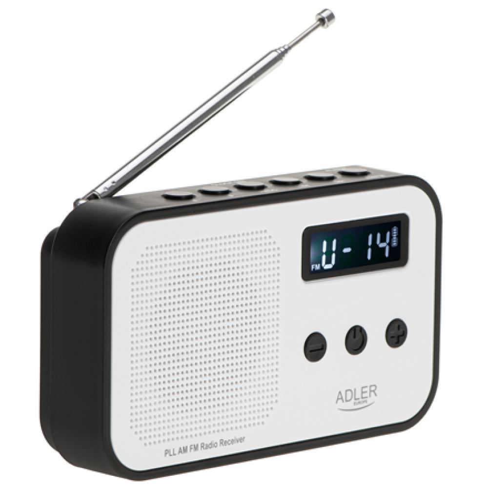 Adler , Digital radio PLL AM/FM , AD 1907 , Alarm function , White/Black