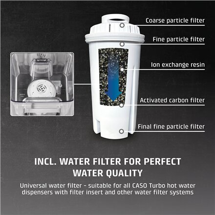 Caso , Turbo hot water dispenser , HW 620 , Water Dispenser , 2600 W , 2.5 L , Plastic/Stainless Steel , Black/Stainless Steel