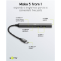 Goobay Slim 5-Port USB Hub, USB-C to USB-C/USB-A, 5 Gbit/s , 74460