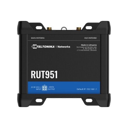 Teltonika , Industrial Cellular router , RUT951 , 802.11n , 10/100 Mbit/s , Ethernet LAN (RJ-45) ports 3 , Mesh Support No , MU-MiMO No , 2G/3G/4G , Antenna type 2 x SMA for LTE, 2 x RP-SMA