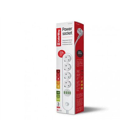 ColorWay , CW-CHE44W , Power socket, 4 EU sockets