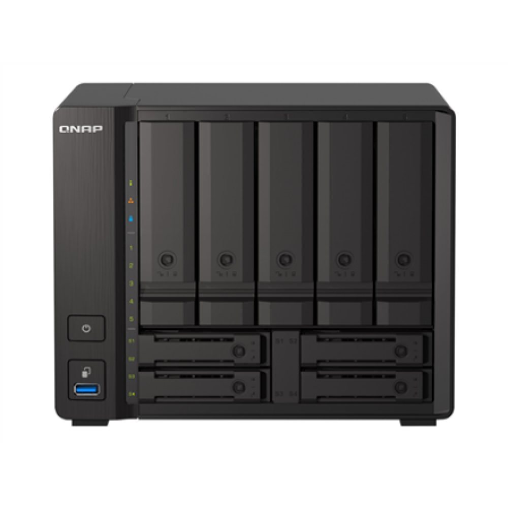 QNAP , 9-Bay QuTS hero NAS , TS-H973AX-8G , Up to 9 HDD/SSD Hot-Swap , AMD Ryzen , Ryzen V1500B Quad-Core , Processor frequency 2.2 GHz , 8 GB , DDR4