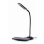 Gembird TA-WPC10-LED-01 Desk lamp with wireless charger, Black , Cold white, warm white, natural 2893-7072 K , Phone or tablet with built-in Qi wireless charging
