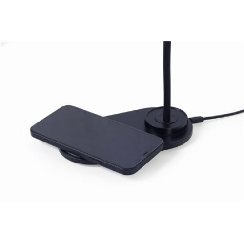 Gembird TA-WPC10-LED-01 Desk lamp with wireless charger, Black , Cold white, warm white, natural 2893-7072 K , Phone or tablet with built-in Qi wireless charging