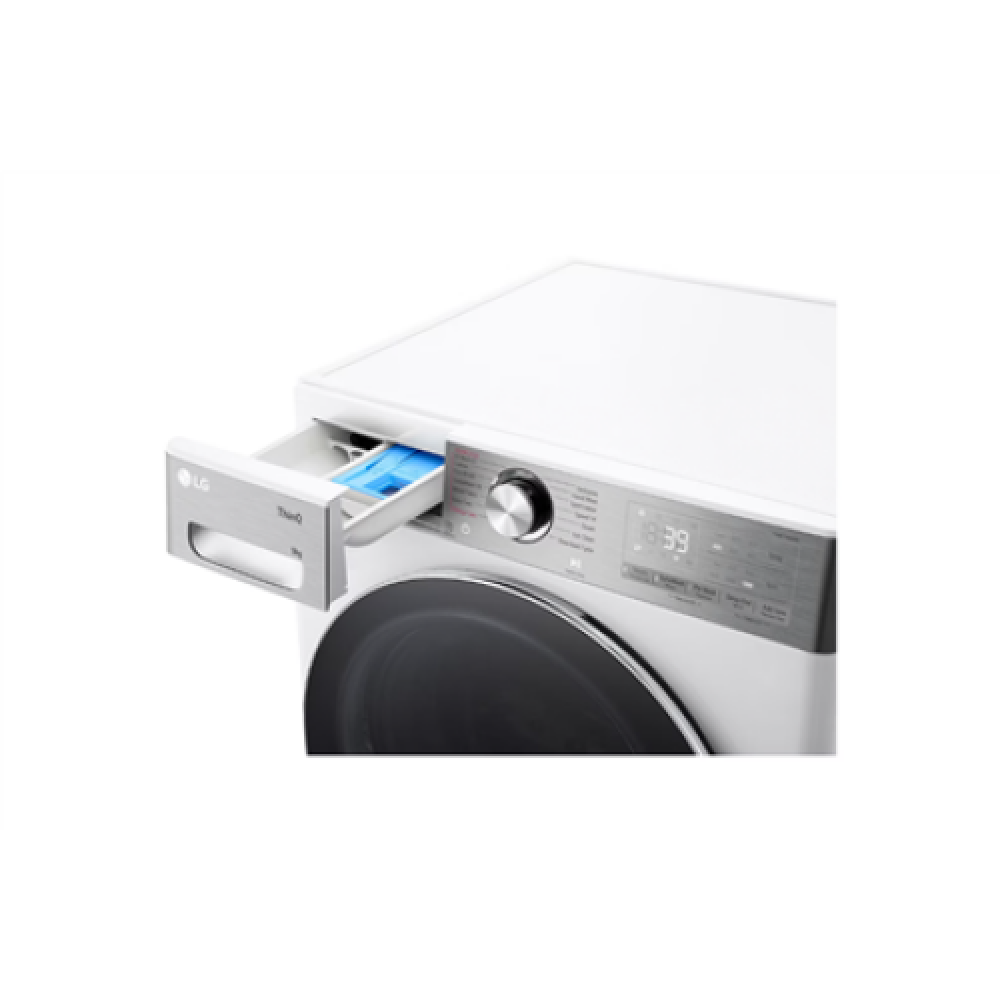 LG , Washing Machine , F2WR909P3W , Energy efficiency class A-10% , Front loading , Washing capacity 9 kg , 1200 RPM , Depth 47.5 cm , Width 60 cm , LED , Steam function , Direct drive , Wi-Fi , White