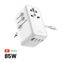 Fixed , Voyager 85W travel adapter for EU, UK and USA/AUS, with 4xUSB-C and 1xUSB output , Adapter