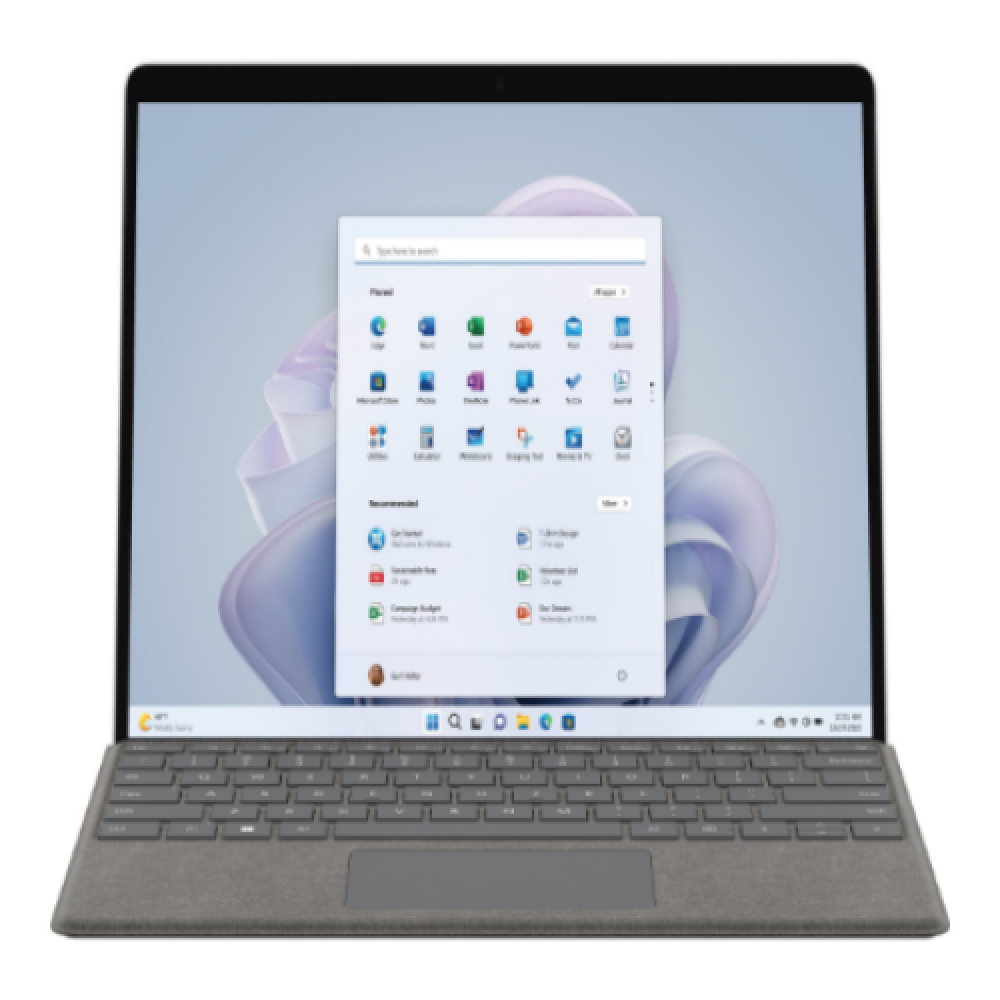 Microsoft , PRO9 , Platinum , 13 , Touchscreen , 2880 x 1920 pixels , Intel Core i7 , i7-1255U , 16 GB , LPDDR5 , Solid-state drive capacity 256 GB , Intel Iris Xe Graphics , Windows 11 Home , 802.11ax , Bluetooth version 5.1