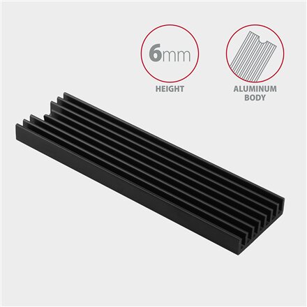 AXAGON Passive aluminum heatsink for all M.2 SSDs, size 2280, high 6 mm , CLR-M2L6