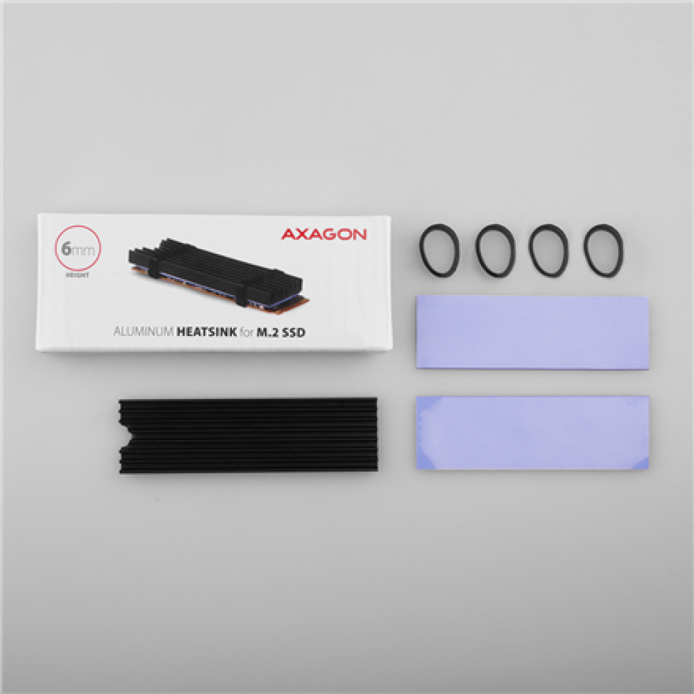 AXAGON Passive aluminum heatsink for all M.2 SSDs, size 2280, high 6 mm , CLR-M2L6