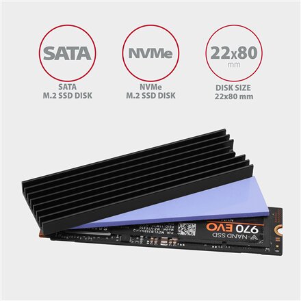 AXAGON Passive aluminum heatsink for all M.2 SSDs, size 2280, high 6 mm , CLR-M2L6